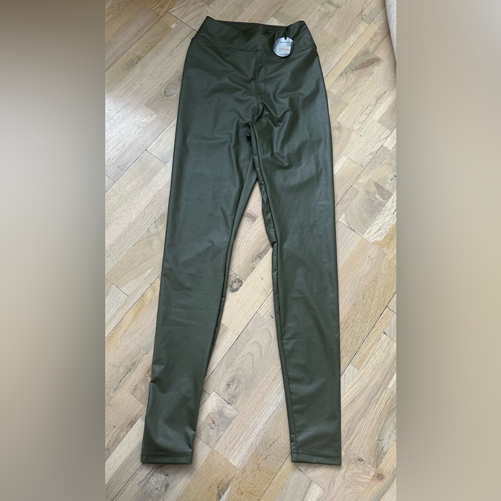 Aerie Olive Faux Leather Leggings